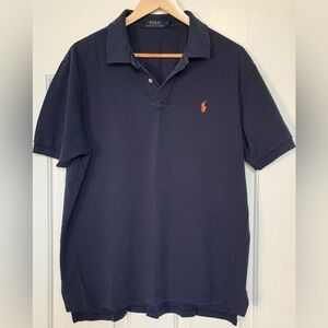 Polo Ralph Lauren Navy Classic Fit Polo Shirt XL Orange Pony 👕